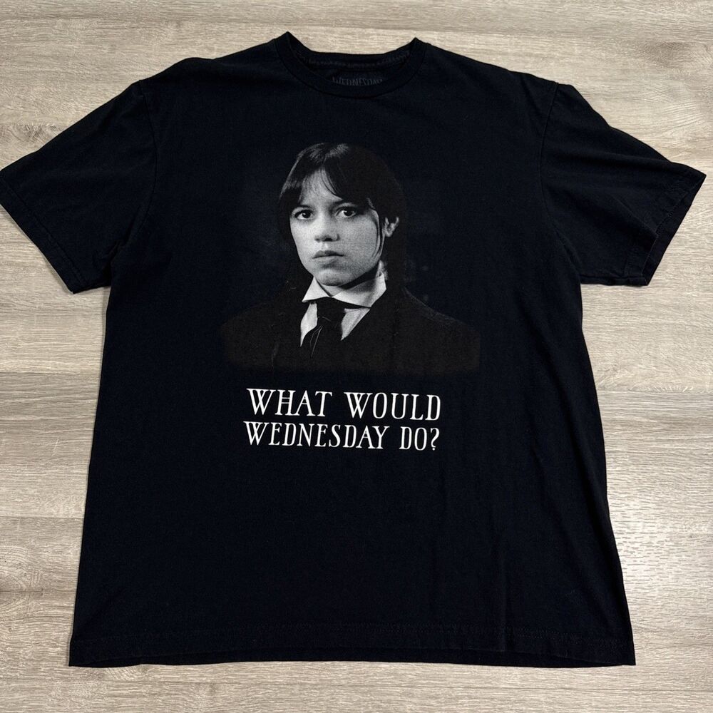 Wednesday Shirt What Would Wednesday Do Addams Family Men's Black Tee Large